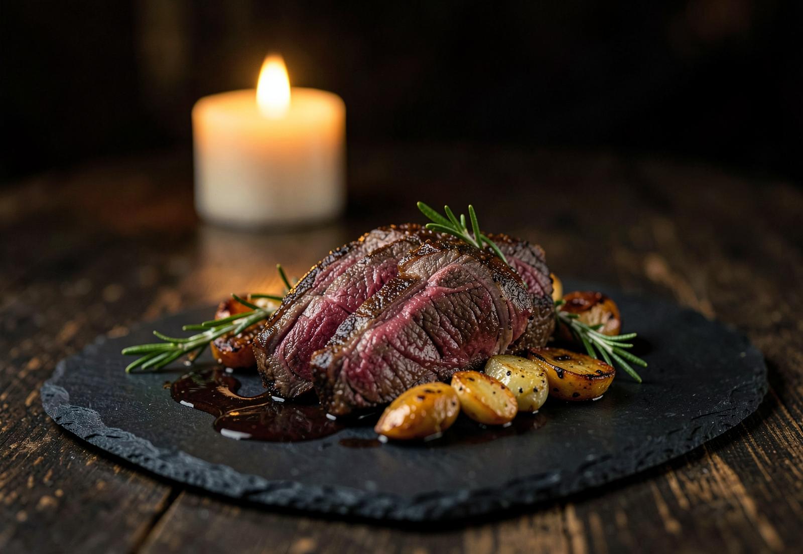 Malse biefstuk met rozemarijn bij kaarslicht — zo krijgt een gerecht van uw kaart een prominente plek